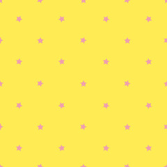 Pink stars geometric seamless pattern on yellow background