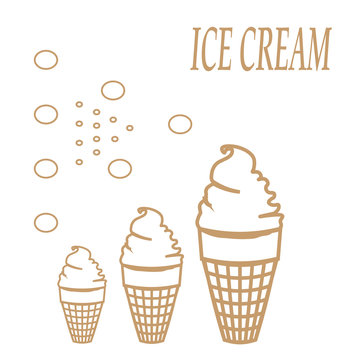 Card with beige circuit of ice-cream sign pattern on white background