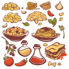 all for your pasta, vector ingridient collection for you spaghet