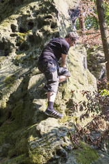 free climber in Saxon Switzerland, Germany