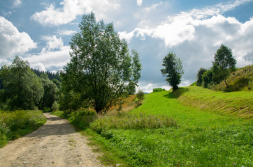 Beautiful landscape of the Carpathian village