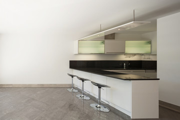 Interior, room with kitchen
