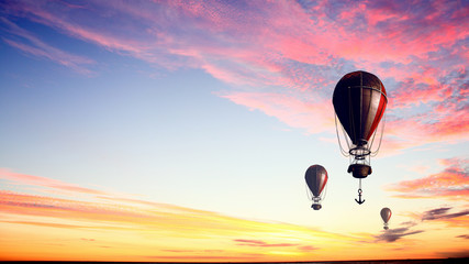 Aerostats flying high . Mixed media