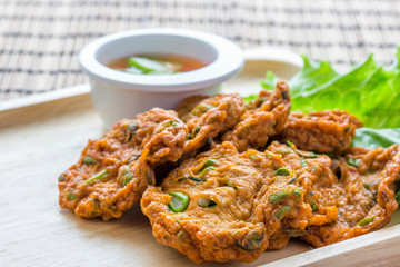 fried fish patty, a meal eaten with sauce, thai food.