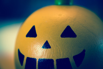 Halloween image.  Close up of halloween pumpkin head.