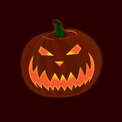 Illustration of evil, scary pumpkin for Halloween