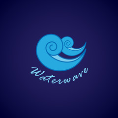Water Wave Icon - Isolated On Blue Background. Vector Illustration, Graphic Design. For Web, Websites, Print Material