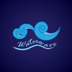Fototapeta premium Water Wave Icon - Isolated On Blue Background. Vector Illustration, Graphic Design. For Web, Websites, Print Material