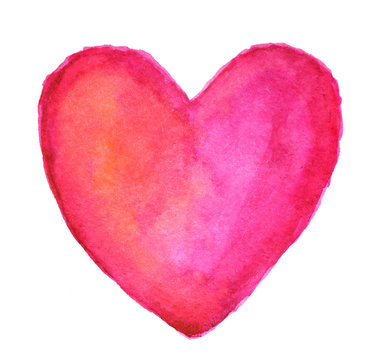 Pink heart in watercolor