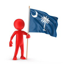 Man and flag of the US state of South Carolina. Image with clipping path