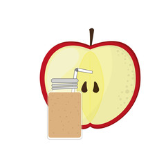 flat design apple and  juice icon vector illustration 