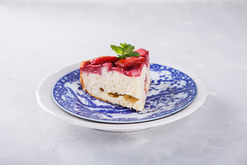 Cake with fresh strawberries.Biscuit.selective focus.