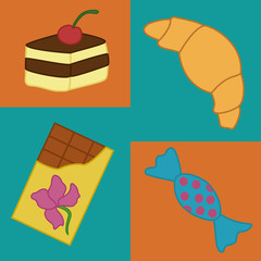 Color vector collection with dessert elements