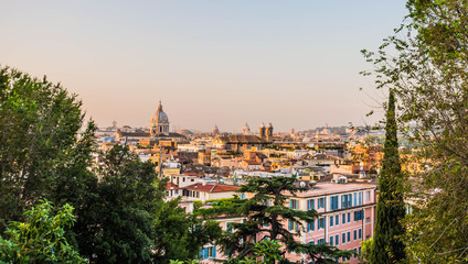 Panoramic view from Pincio hill, Rome, Italy