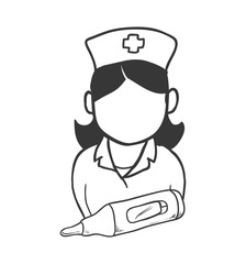 Nurse with uniform and thermometer icon. Medical and health care theme. Isolated design. Vector illustration