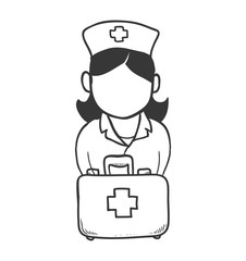 Nurse with uniform and kit icon. Medical and health care theme. Isolated design. Vector illustration