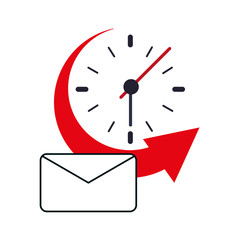 flat design clock with arrow and envelope  icon vector illustration