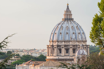 Fototapeta na wymiar San Pietro, Vatican, as seen from Gianicolo hill, Rome, Italy