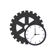 flat design single gear and clock  icon vector illustration