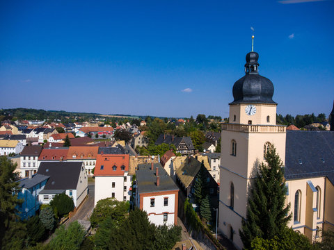 Aerial view of saint annen church goessnitz thuringia germany