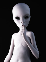 3D rendering of an alien hushing.