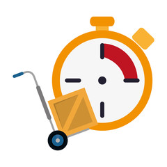 flat design chronometer and hand truck icon vector illustration