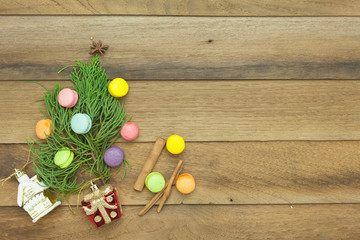 Christmas and happy new year concept with wooden background