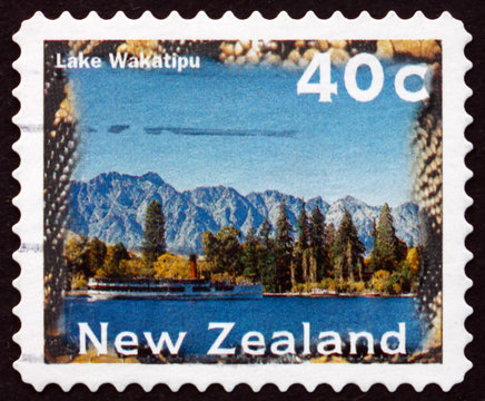 Postage stamp New Zealand 1996 Lake Wakatipu
