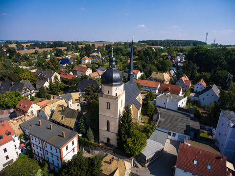 Aerial view of saint annen church goessnitz thuringia germany