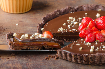 Delicious caramel chocolate tart