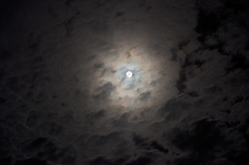 Full moon behind clouds