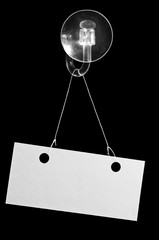 Paper card hanging on suction cup