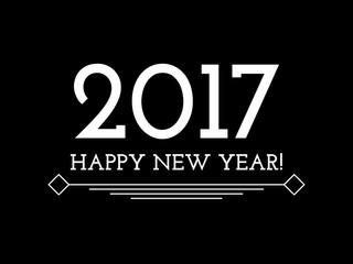 Creative Happy New Year 2017 background. Black calendar template. Seasons greetings. Greeting card design. Vector illustration.