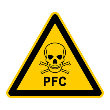 wso251 WarnSchildOrange - PFC Zeichen mit Totenkopf - per- und polyfluorierte Chemikalien - g4707