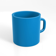 Caneca azul isolada sobre fundo branco.