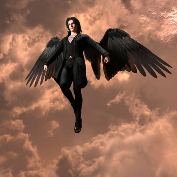 3d render of a stunning demon flying in the sky