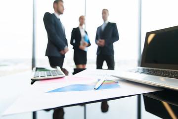 Business people and financial reports