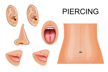 piercing on different body parts