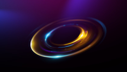 Circular lens flare. Abstract rotational galaxy. Beautiful ellipse border. Luxury shining hole. 
Rotational lines. Power energy element. Space for message. Abstract ring background.