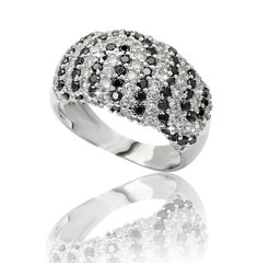 Engagement Gold with stone ring. 3D illustration