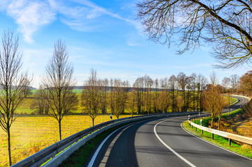 autumn road at sunny day in Germany