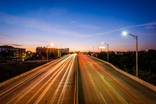 The Jones Falls Expressway At Night, Seen From The Howard Street