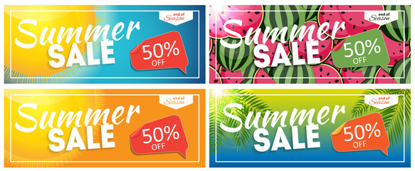 Summer Sale end of Season Banner. Business Discount Card Templat