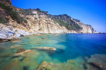 Fototapeta na wymiar Beach on Marathonisi island in Zakynthos, Greece.