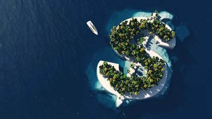 Success way. Tropical island in the form of dollar - 120821370