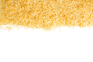 Brown - Coarse rice on white background.