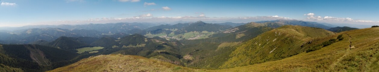 Fototapeta na wymiar nord panorama view from Velka Chochula in Nizke Tatry mountains in Slovakia