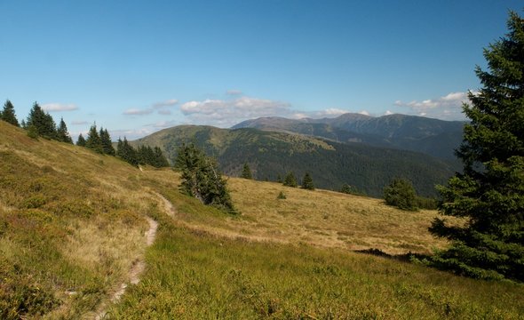 east view from Skalka in Nizke Tatry mountains in Slovakia