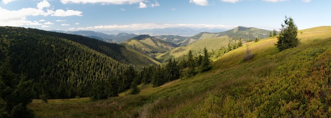 north panorama view from Zadna Hola in Nizke Tatry mountains in Slovakia
