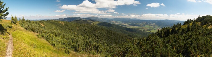 east panorama view from Zadna Hola in Nizke Tatry mountains in Slovakia